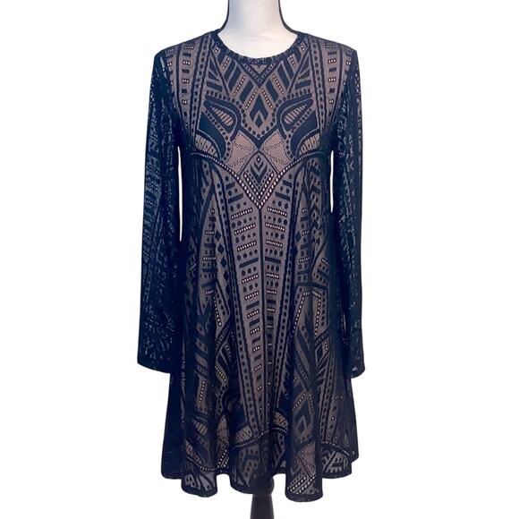 BCBGMaxAzria Natyly Black Lace Swing Dress Dress Size Small Art Deco Whimsigoth - Picture 3 of 9